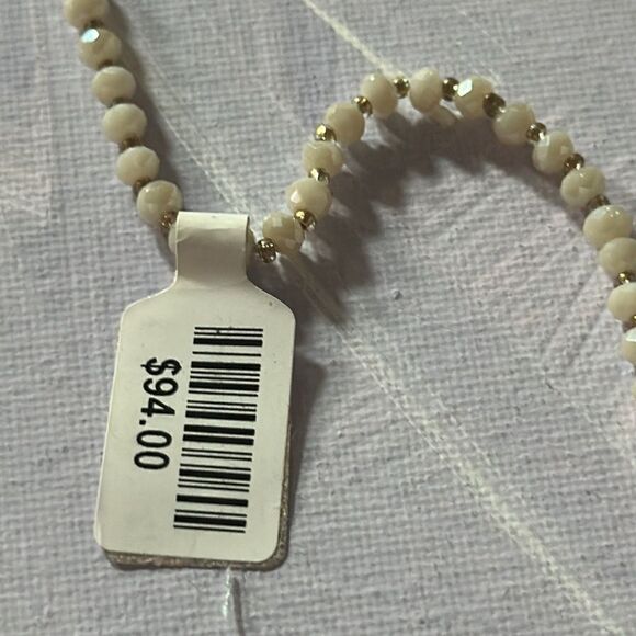 Free People Long Necklace with White Beads and Gold Bars Beautiful 💕 NWT $94 - Picture 4 of 5